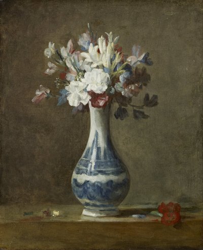 Un jarrón de flores de Jean Baptiste Simeon Chardin